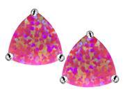 Star K Trillion 7mm Simulated Dark Pink Opal Earrings Studs in Sterling Silver