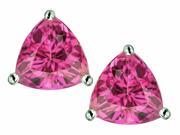 Star K Trillion 7mm Simulated Pink Tourmaline Earrings Studs in Sterling Silver