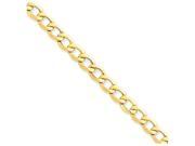 7 Inch 14k 7.0mm Semi solid Curb Link Chain Bracelet in 14 kt Yellow Gold