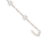 Sterling Silver Polished Flower W 1in Ext. Anklet