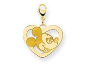 Disney Mickey Heart Lobster Clasp Charm in Gold Plated Silver