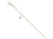 Sterling Silver 10inch Polished Dangling Hearts On Figaro Anklet
