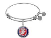 Angelica Collection Brass with White Finish Enamel U.S. Marine Corps Round Expandable Bangle