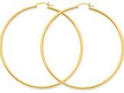 14k Polished 2mm Round Hoop Earrings in 14 kt Yellow Gold