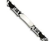Chisel Stainless Steel Black Rubber and Polished 8.5in Bracelet