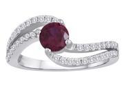 Star K Round Created Ruby Bypass Wedding Ring in Sterling Silver Size 8