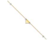 10 Inch 14k Two tone Polished Puffed Heart with Beads Anklet in 14 kt Two Tone Gold