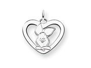 Disney Piglet Heart Charm in Sterling Silver