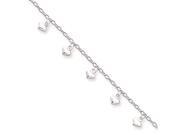 Sterling Silver 9inch Polished Puffed Heart Anklet Smaller Ankles