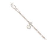 Sterling Silver Polished Shell W 1in Ext. Anklet