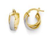 Finejewelers 14k W Rhodium Plated Polished and Textured Hoop Earrings in 14 kt Yellow Gold