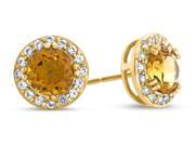 6x6mm Round Citrine Post With Friction Back Earrings in 10 kt Yellow Gold