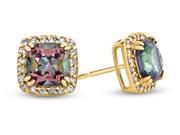 6x6mm Cushion Mystic Topaz Post With Friction Back Earrings in 14 kt Yellow Gold