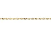 8 Inch 10k 2.75mm bright cut Extra lite Rope Chain Bracelet in 10 kt Yellow Gold