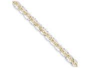 7.25 Inch 14k bright cut Chain Bracelet Weave with Oval Links Bracelet in 14 kt Yellow Gold