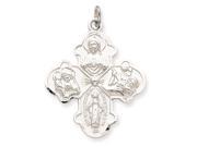 Sterling Silver Satin 4 way Medal Pendant Necklace Chain Included