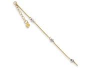 9 Inch 14k Two tone bright cut Beads W 1in Ext Anklet in 14 kt Two Tone Gold
