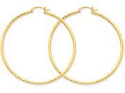 14k Bright cut 2mm Round Tube Hoop Earrings in 14 kt Yellow Gold