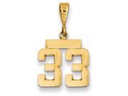 14k Small Polished Number 33 Charm in 14 kt Yellow Gold