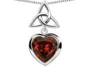 Star K Love Knot Pendant Necklace with Heart 9mm Simulated Garnet in Sterling Silver