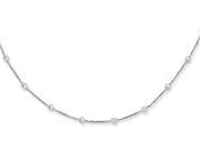 14K White Gold 10 Inch CZs by the Yard Anklet with Lobster Clasp