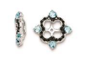 Sterling Silver Swiss Blue Topaz and Black Sapphire Earring Jackets