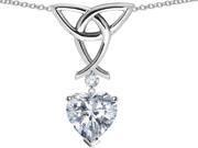 Star K Love Knot Pendant Necklace with 8mm Heart Shape White Topaz in Sterling Silver