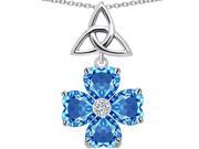 Star K Lucky Shamrock Celtic Knot Made with Heart 6mm Simulated Blue Topaz in Sterling Silver