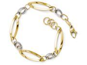 Finejewelers 14k Two tone Polished and Bright Cut Link W 1 2in. Ext. Bracelet in 14 kt Two Tone Gold