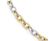 Finejewelers 14k Two tone Polished and Textured Fancy Link Bracelet in 14 kt Two Tone Gold