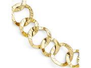 Finejewelers 14k Polished and Hammered Fancy Link Bracelet in 14 kt Yellow Gold