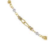 Finejewelers 14k Two tone Polished Textured and Bright Cut Fancy Link Bracelet in 14 kt Two Tone Gold