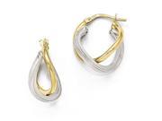 Finejewelers 14k Two tone Polished and Textured Hoop Earrings in 14 kt Two Tone Gold