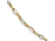 Finejewelers 14k Two tone Polished and Bright Cut Fancy Link Bracelet in 14 kt Two Tone Gold