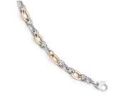 Finejewelers 14k Rose and White Gold Polished Bright Cut Fancy Link Bracelet