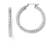 Finejewelers Sterling Silver Polished and Textured Hinged Hoop Earrings