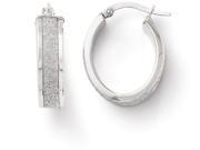 Finejewelers 14k White Gold Fancy Glimmer Infused Oval Hoop Earrings