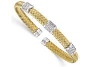 Finejewelers Sterling Silver Yellow Rhodium Cz Woven Flexible Cuff