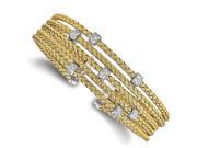 Finejewelers Sterling Silver Gold tone Cz Woven Flexible Cuff