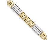Finejewelers 14k Two tone Polished Brushed Link Mens Bracelet in 14 kt Two Tone Gold