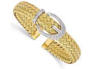 Finejewelers Sterling Silver Gold tone Cz Woven Flexible Cuff Bangle