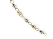 Finejewelers 14k Two tone Polished Textured Fancy Link Bracelet in 14 kt Two Tone Gold