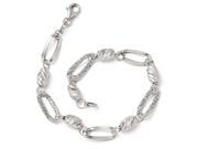 Finejewelers 14k White Gold Polished Textured and Bright Cut Link Bracelet