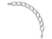 Finejewelers 14k White Gold Polished and Bright Cut Link Bracelet