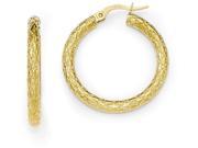 Finejewelers 10k Polished and Textured Hinged Hoop Earrings in 10 kt Yellow Gold