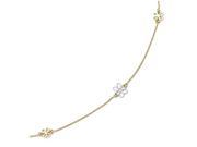 Finejewelers 14k Two tone Polished Flower with 1in Ext. Anklet in 14 kt Two Tone Gold