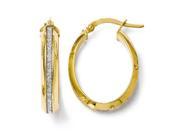 Finejewelers 14k Polished Glimmer Infused Oval Hoop Earrings in 14 kt Yellow Gold