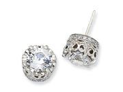 Cheryl M Sterling Silver 100 facet CZ Round Post Earrings