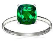 Tommaso Design TM Simulated Emerald 7mm Cushion Cut Solitaire Engagement Ring