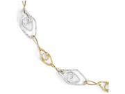 Finejewelers 14k Two tone Polished and Textured Fancy Link Bracelet in 14 kt Two Tone Gold